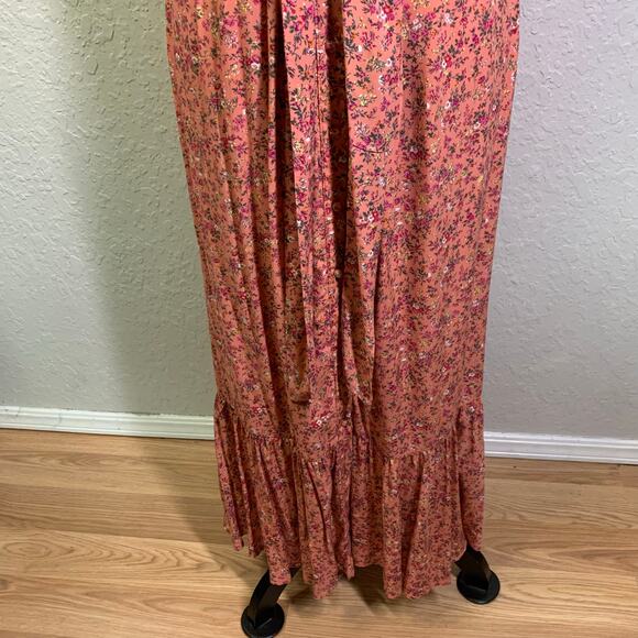 J. CREW Dress 10 Pink Micro Floral Tie Shoulder & Waist Belt Tiered Slit Skirt - Picture 7 of 15